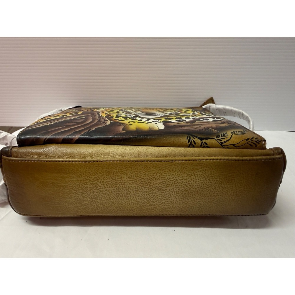 ANUSCHKA  AFRICAN LEOPARD CAT PURSE Hand-Painted Leather Crossbody‎ NEW RARE - Picture 14 of 15